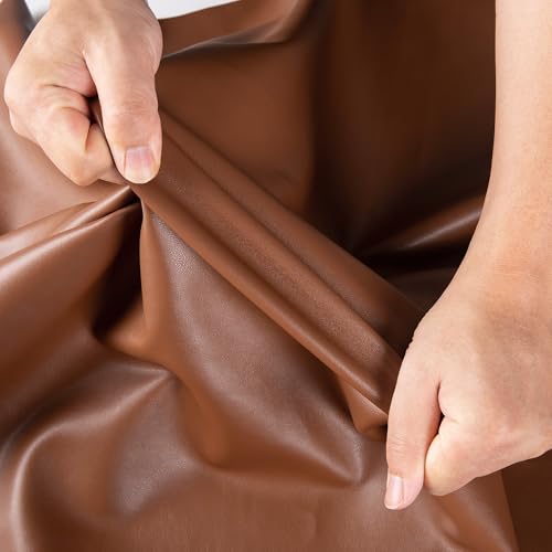 Marine Vinyl Fabric, Upholstery Faux Leather Fabric by The Yard, 0.95 mm Thick PU Leather Sheets for Sofa Chairs Handbags Hair Bows Earrings Crafts (1 Foot 12''X 54'', Brown) - color: Brown, size: 1 Foot