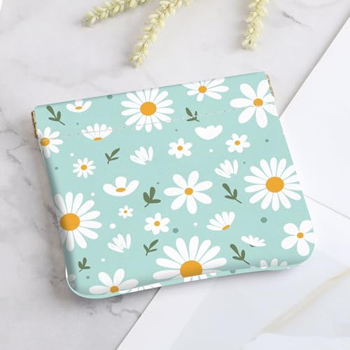 2Pcs PU Leather Small Squeeze Coin Purse Pouch Mini coin Bag Unique And Cute Wallet Cosmetic Bags Change Bag For Women Girls Men （Blue and Pink Flowers 3 - color: Blue and Pink Flowers 3