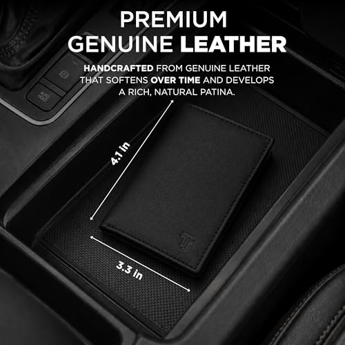 Black Leather Wallet – TrifoldCard Holder | Real Genuine Leather Mens Wallet | RFID Secure | Fits 8 Cards | Tap to Pay Feature | Quality Credit Card Holder - color: Black