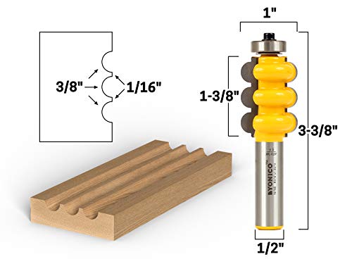 YONICO Furniture Molding and Trim Router Bits Set 2 Bit Triple Bead & Flute 1/2-Inch Shank 16260 - style: 2 Bit 3/8" Triple Bead & Flute - 1/2" Shank