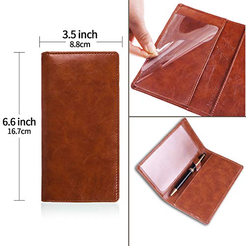 Leather Checkbook Cover for Men Women RFID Blocking by GNEGNI - color: Waxy Tan