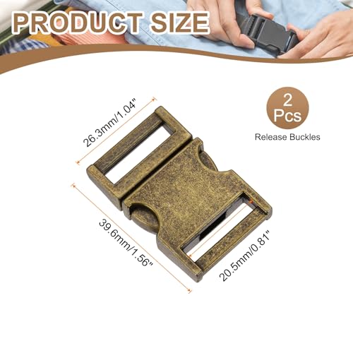 HARFINGTON Metal Quick Side Release Buckles Zinc Adjustable Quick Release Buckle Replacement Snaps Clips Clasps - color: Bronze, size: 1-1/4"(31.6mm)
