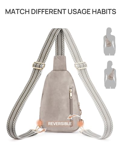 CHOLISS Anti Theft Small Sling Bag for Women and Men RFID Leather Crossbody Bags Fanny Pack Chest Bag Travel Purse Daypacks - color: Grey