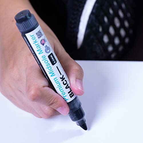 Wilkins Premium Midsole Marker for Customization Paint on Leather, Suede, Fabric and Soft Foam for 2-4 Pair of Shoes (Black) - color: Black