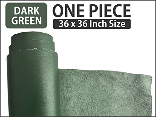 Dark Green 36x36 Inch Genuine Leather Pieces Real Cowhide Full Grain Sheets for Crafting Leatherworking Leathercraft Repair Crafts Offcuts TPS13526 - color: 1 Piece of 36x36 Inch (Dark Green)