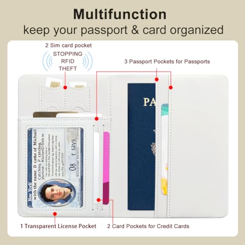 PU Leather Passport Holder Cover 5.9×4.3 Inch with Credit Card Slot Boarding Pass Slot Combo Blocking Passport Holder Wallet Cover Case for Travel Boarding Essentials(Botanical Cat) - color: Botanical Cat