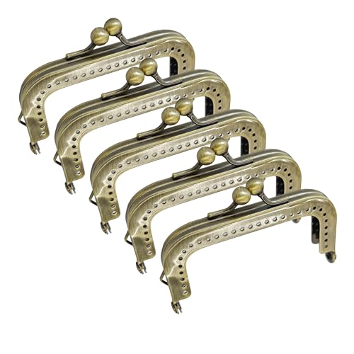 pson 5Pcs Metal Purse Frame,Kiss Clasp Lock, Bag Clasp for DIY Purse Making, Coin Bag, Handbag Craft, Sewing Projects(Squared, Antique Bronze)