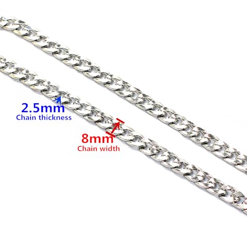 23.6" Silver Purse Chain Strap Replacement for Shoulder Underarm Handbags | DIY Iron Flat Chain Strap with Metal Buckle Replacement for Purse, Underarm Bag Shoulder Bag Handbags - color: Silver, size: 23.6"