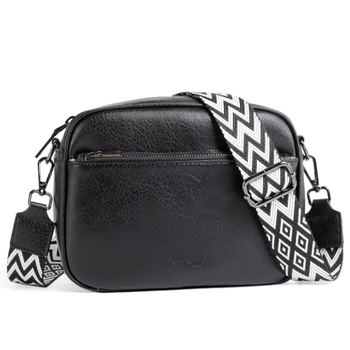 TANTOMI Small Crossbody Bag for Women, Vegan Leather Handbags Shoulder Bag for Travel, Cross Body Purse with Adjustable Strap - color: Black
