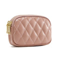 WOZEAH Leather Coin Purse for Women Small 2 Zipper Change Wallet with Key Ring Card Key Coin Cash Holder Pouch(Quilted Purple) - color: Quilted Purple