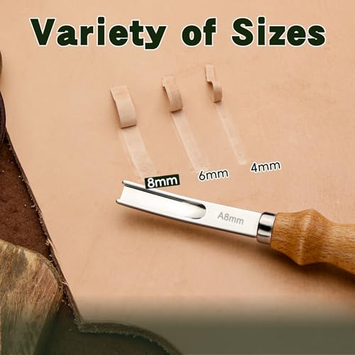 Jmuiiu 8mm Leather Edge Skiving Bevelers Tool, Leather Skiving Knife | Wide Mouth Tool for All Types of Leather Processing - size: 8mm