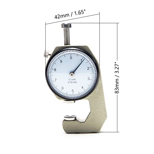 Utoolmart Dial Thickness Gauge, Flat Head Thickness, 0-10mm Tester Dial Measuring Tool for Paper Leather Cloth Paper, Film, Wire 1 Pcs - size: 0-10MM