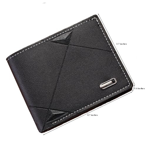 Slim Wallet for Men with Money Clip, Minimalist Wallet with Zipper, Bifold Mens Wallets with Credit Card Holder, PU Leather Men's Wallet with Coin Purse, Carteras Para Hombres (Black H) - color: Black H