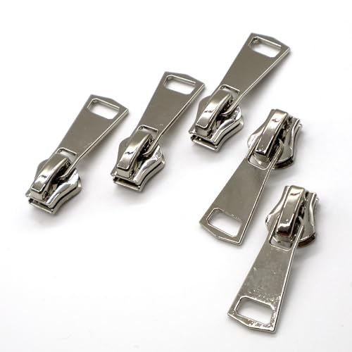 #8 Heavy Duty Metal Zipper by the Yard 3 Yards with 5 Sliders 10 Top Stops and 5 Bottom Stops for Tents Backpacks Outdoor Gear Cushion Covers DIY Pouches and Home Decor(White/Silver Teeth) - color: White/Silver Teeth
