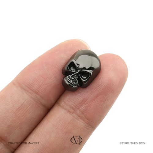CRAFTMEMORE Skull Rivets Metal Ghost Skull Rapid Rivet Decorative Stud Punk Buttons for Bracelets Bags Belts Shoes Leathercraft Pack of 10 SK02 (Gunmetal) - color: Gunmetal