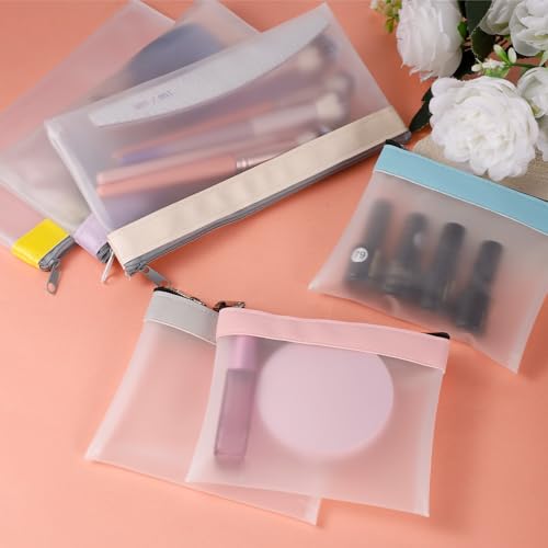 6 Pcs Clear Pouches with Zipper, Waterproof Zipper Cosmetic Bag | Clear Coin Purse Plastic Zipper Pouch Travel Storage Organizer for Coin Lipstick Earphone Aesthetic Stuff Daily Toiletries