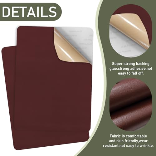 SYLVASS Self Adhesive Leather Repair Patches for Couch, Sofas, Furniture, Car Seats, Office Chairs, Pack of 2 Red Brown - color: Red Brown