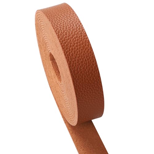 picheng Faux Leather Strap 1 Inches Wide Lychee Texture Leather Straps for Crafts, 200 Inches Long Faux Leather Strips - color: Brown - a