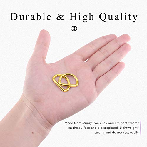 Swpeet 150Pcs 3/4 Inch - 20mm Gold Multi-Purpose Metal D Ring Semi-Circular D Ring for Hardware Bags Ring Hand DIY Accessories (Gold, 3/4 Inch) - color: Gold, size: 3/4 inch
