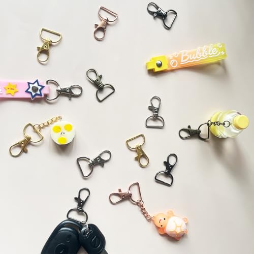 50Pcs Swivel Clasp Hooks D Ring Key Chain Clips, Metal Lobster Claw Clasps Trigger Clip Lanyard Snap Hook for Keychains Making Purse Hardware DIY Crafts 1 Inch (Gold) - color: Gold