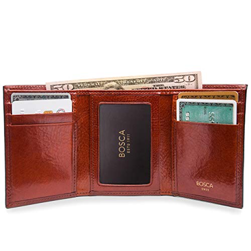 Bosca Men's Double I.D. Trifold - color: Cognac