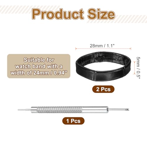 HARFINGTON Leather Watch Band Loops Replacement Watch Band Keeper Watch Strap Holder Retainer Wristwatch Strap Fastener Rings - color: Black, size: 24mm