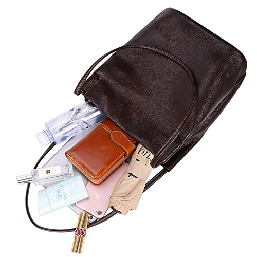 Iswee Soft Leather Tote Bucket Bag Hobo Shoulder Purse and Handbags Women | Large Size Roomy Pocketbooks Ladies Bag Everyday Bag Casual Work Travel Designer Hand Bag - color: Coffee-lichee