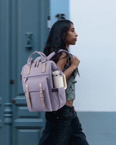 LOVEVOOK Laptop Backpack for Women with Giant Tumbler Holder Pocket,17.3 inch Waterproof Travel Backpack Purse Computer Laptop Bag - color: Purple With Cup Holder, size: 17.3 inch