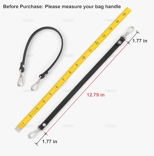 AUEAR, 2 Pack Short Handbag Strap Replacement Handle for Small Purses, Black (12.79 Inches, Style B) - color: Black with Silver Lock