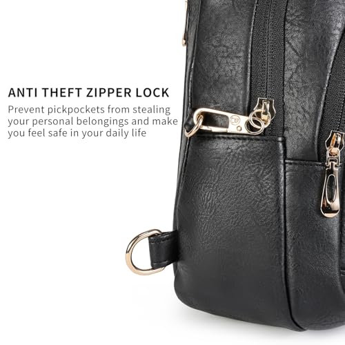 BIAVOI Crossbody Purses Bags for Women Travel, Anti Theft RFID Blocking Sling Chest Bag, Small Vegan Leather Purse for Casual - color: Black
