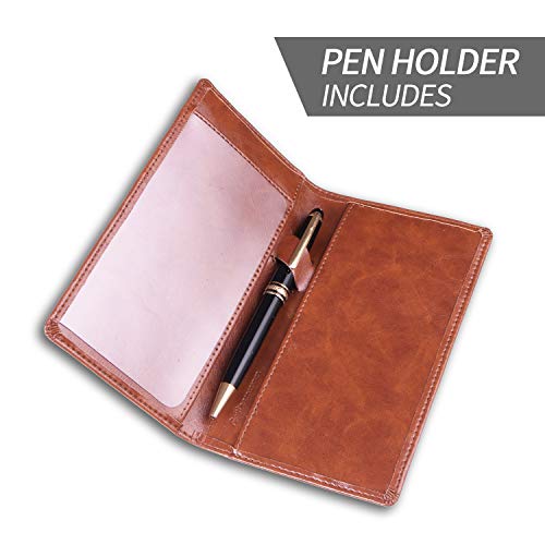 Leather Checkbook Cover for Men Women RFID Blocking by GNEGNI - color: Waxy Tan