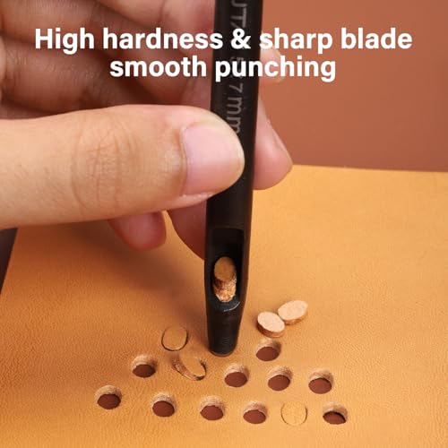 WUTA Oval Leather Hole Punch Set,Carbon Steel Belt Hole Puncher for Leather, Hand Punching Tool for Leathercraft Working (5 * 7mm,1pc) - size: 5×7mm (1 pc)