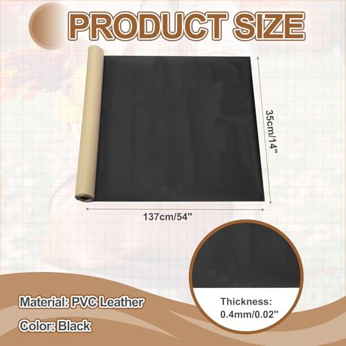 MECCANIXITY Leather Repair Patch 14"x54" Self-Adhesive Leather Vinyl Repair Tape Kit for Furniture Couches Sofa Chair Car Boat Seats Jackets, Black - color: Black