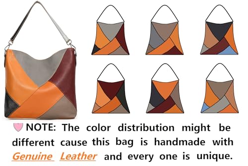 YALUXE Women's Real Leather Shoulder Bags Hobo Handbags Purse Crossbody Bag - color: Z7 Multicolored 2
