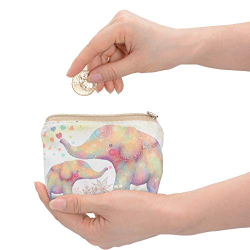 Women and Girls Cute Fashion Coin Purse Wallet Bag Change Pouch Key Holder - color: Mother Love Elephant