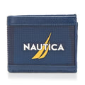 Nautica Men's Bifold Leather Wallet | RFID Blocking | ID Window | Card Slots | Organization | Durable | Stylish - color: Rubber/Leather - Navy