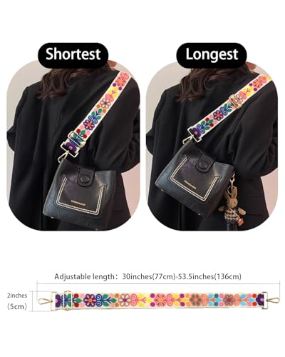Embroidered Purse Straps Replacement Crossbody Wide Adjustable Bag Straps | Thick Purse Strap for Crossbody Bags,Extra Long Strap,Cross Body Straps for Handbags,Bag Straps for Tote Bags,Shoulder Straps - color: Flower 3