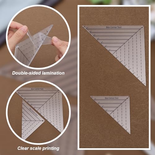 INFUNLY 2pcs Boxed Corner Template Half-Square Triangles 2 Size Acrylic Cutting Corners Template 1"-5"/1"-8" Clear Quilting Box Corner Stencil Ruler Sewing Tools for Accurate Cutting Trimming - style: Triangle