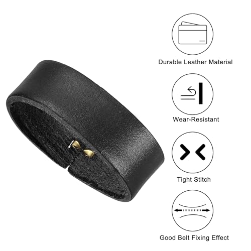 PATIKIL Leather Loop Keeper, Leather Loops Belt Keeper Loops Retainer Straps Replacement, - color: Black, size: 1.6"/1.7"