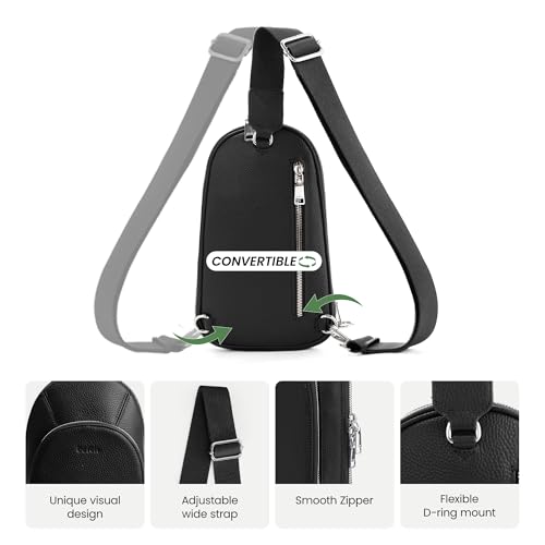 befen Genuine Leather Sling Bag for Women, Anti Theft Crossbody Chest Bags | Leather Fanny Packs for Travel with RFID Card Slots for Daily Travel - color: Black