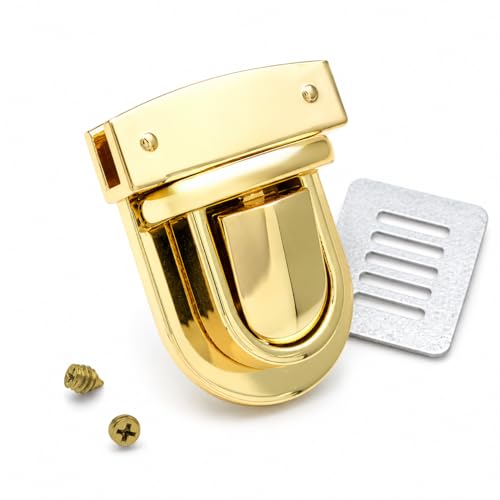 CRAFTMEMORE 1-1/4 Inch Press Lock Purse Catch Clasp Hardware for Bag Gold - color: Gold