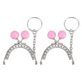 uxcell 2 Pcs Metal Purse Frame, 5cm/1.97" Beads Silver Kiss Lock Clasp Arch Embossing Bag Frames with Key Ring for Purse Making Clutch Bag Coin Purse, Pink - color: Pink