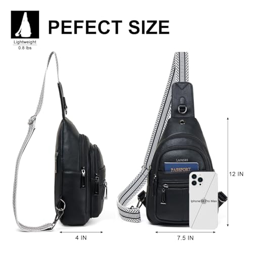 Leresas 7L Sling Bag for Women Vegan Leather Crossbody Purse Chest Bags Fashionable Trendy Fanny Pack with Travel, Black - color: 7l-m-black, size: 7L