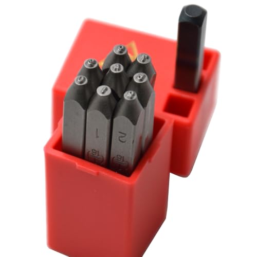 9pcs Heavy Duty Steel Stamp Uppercase Number 1/16" 1.5mm Hand Stamping Character Mark Code Alphabet Punch Kit for Metal Jewelry Crypto Plate Leather - size: 1.5mm Number