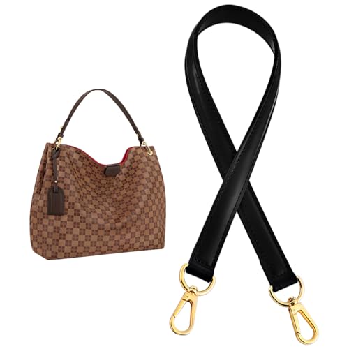 jiesinlov Vachetta Leather Replacement Straps Purse Shoulder Strap Accessories for Graceful Tote Hobo Speedy25 30 Alma And Dauphine pochette neno Bags(W0.7in,L25.6in-Black) - color: W0.7in&l25.6in-black