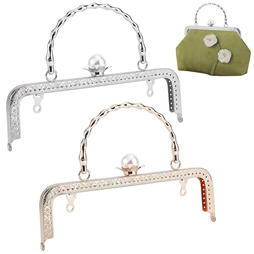 PH PandaHall 2pcs Purse Clasp Frame, Bag Kiss Clasp Lock with Stick Handle Frame Coin Purse for DIY Craft, Purse Making, Bag Making, 5.5x8.03 Inch