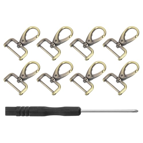 uxcell Swivel Clasps Hook, D Ring Detachable Snap Hardware Metal Lobster Claw Clasp Hook with Screwdriver - color: Bronze, size: 12mm(0.47 Inch)