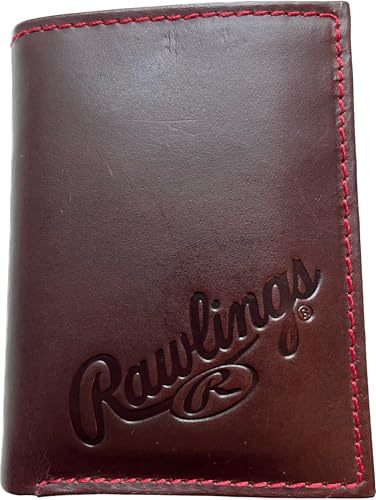 Rawlings | Men's Trifold Wallet Collection | Genuine Leather | Multiple Styles & Colors - color: Dark Brown | Debossed Logo