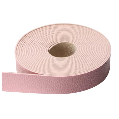 picheng Faux Leather Strap 1 Inches Wide Lychee Texture Leather Straps for Crafts, 200 Inches Long Faux Leather Strips - color: Pink