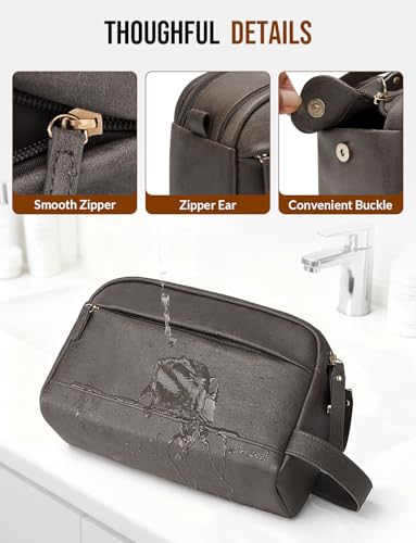 PU Leather Toiletry Bag for Men, Grey - color: Grey, size: Medium